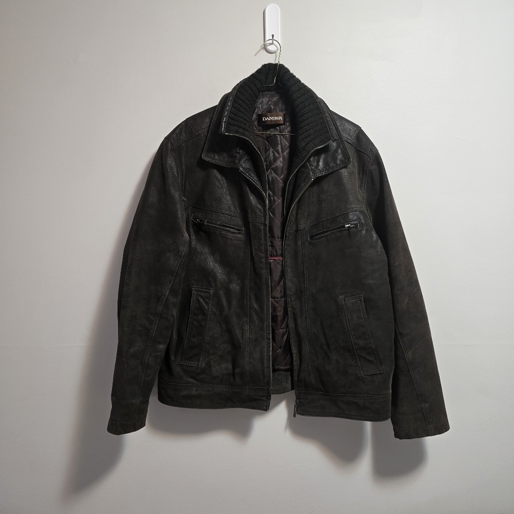 Danier Dark Chocolate Brown Genuine Leather Bomber Jacket